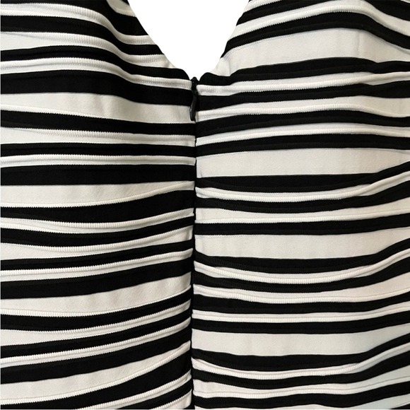 Donna Ricco Vintage 90s Black and White Stripes Sz 12 DressOrange Highlights - Picture 4 of 5